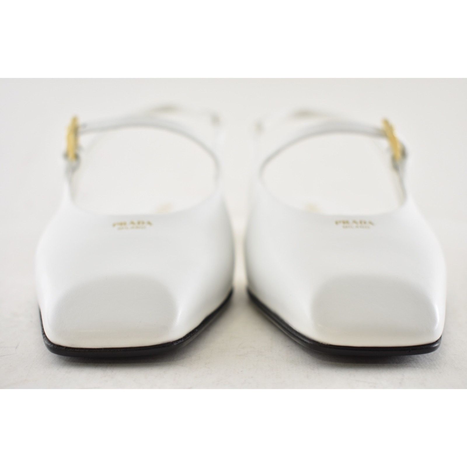 Prada Prada White Square Toe Mary Jane Slingback Flat 37.5 Size US 7.5 / IT 37.5 - 12 Thumbnail