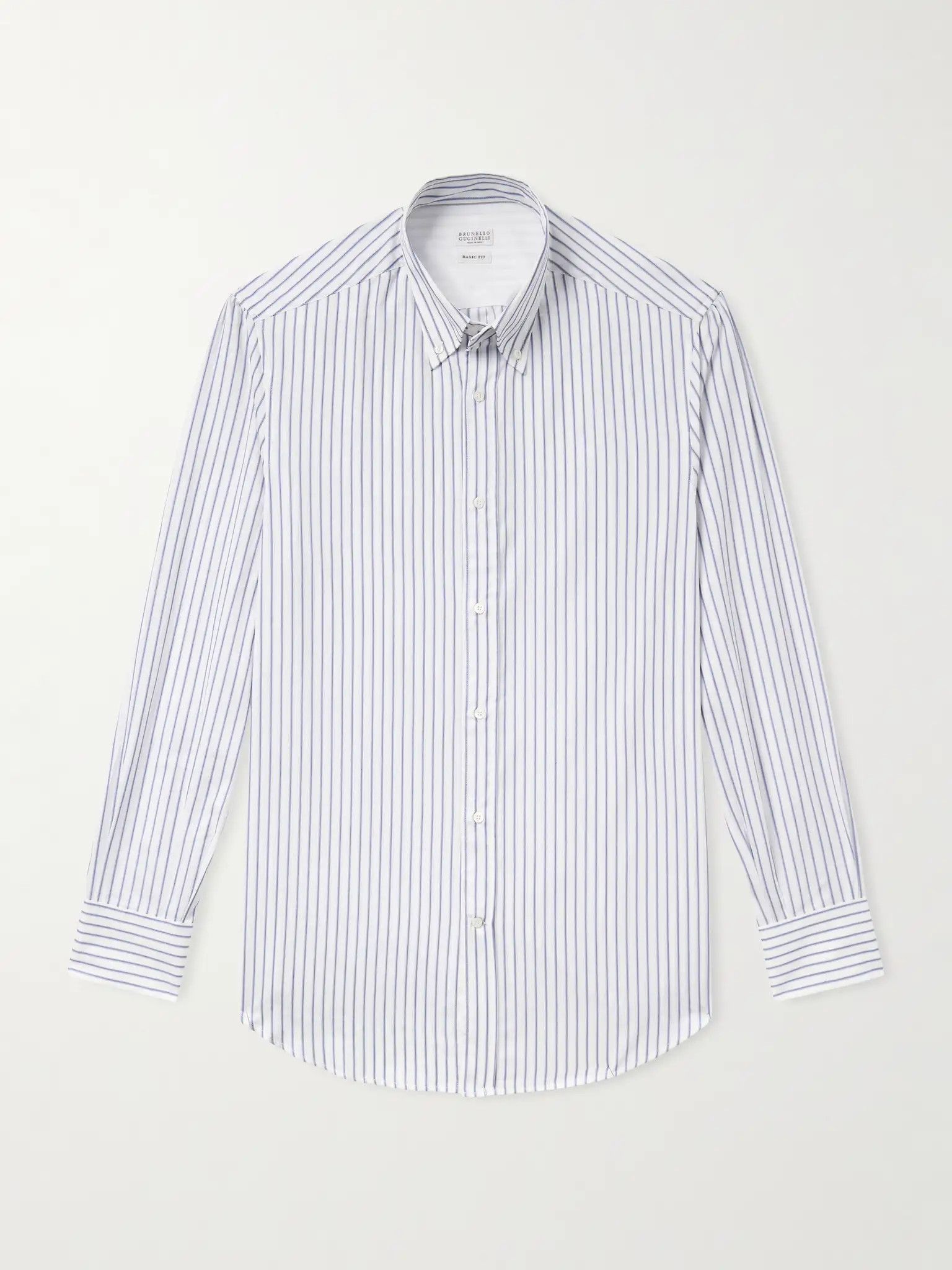 Brunello Cucinelli o1y0526 Striped Shirt in White Size US M / EU 48-50 / 2 - 1 Thumbnail