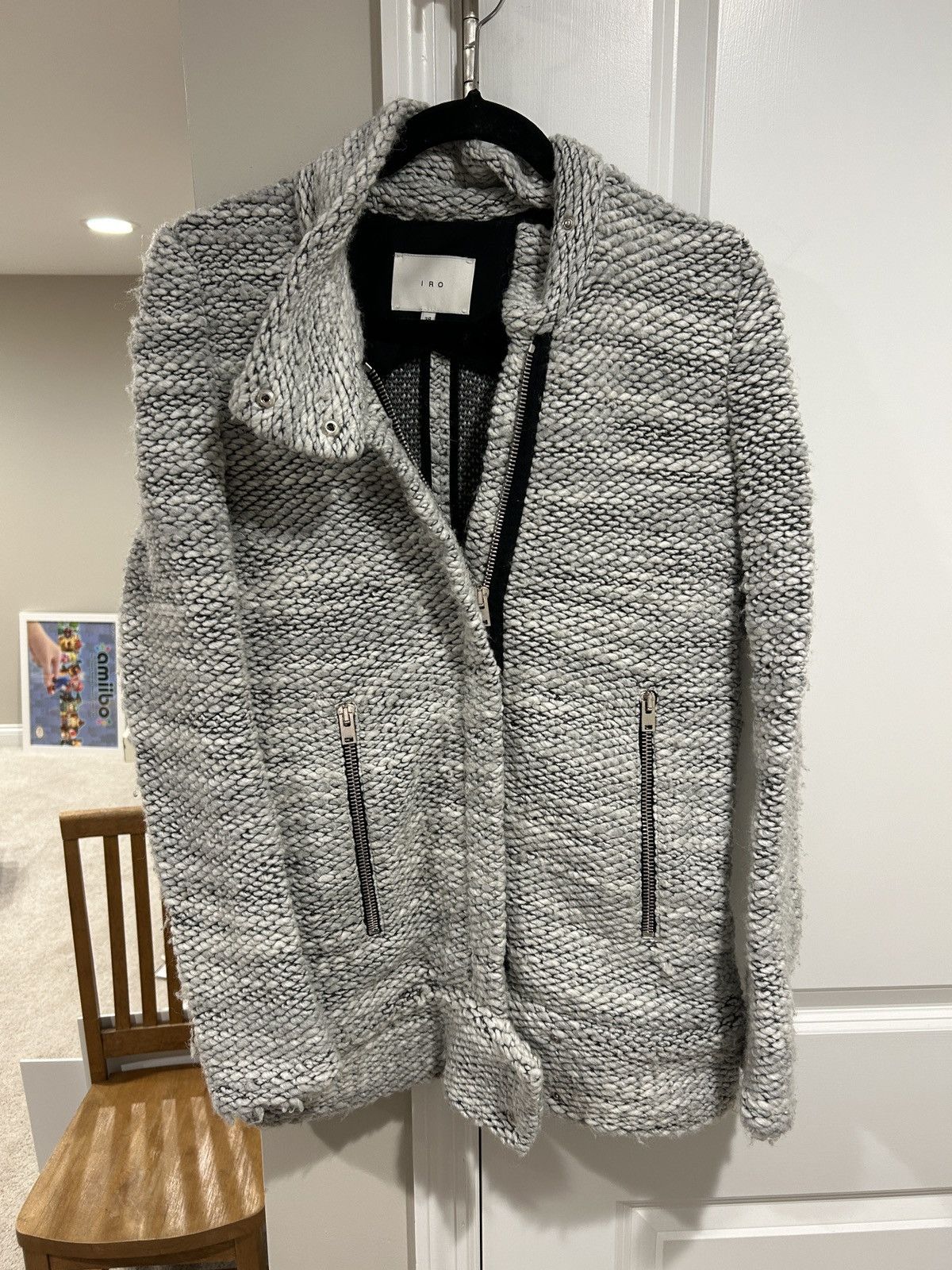 Iro IRO Womens Wool Long Sleeve Zipped Jacket Gray Size 38 Size S / US 4 / IT 40 - 1 Thumbnail
