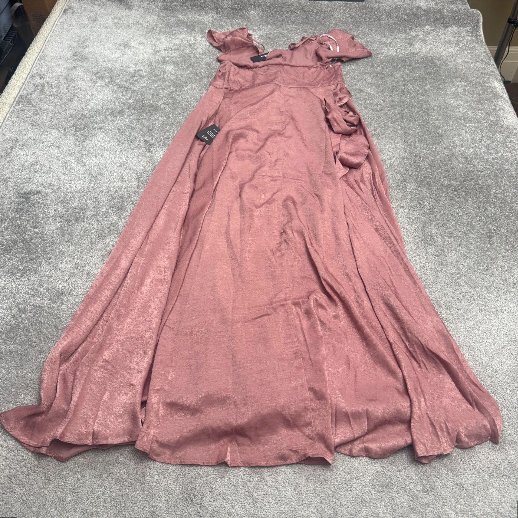 Lulus Lulus Maxi Dress Ruffle Off Shoulder Pink Womens Small Bridesmaid Party Formal Size S / US 4 / IT 40 - 2 Thumbnail