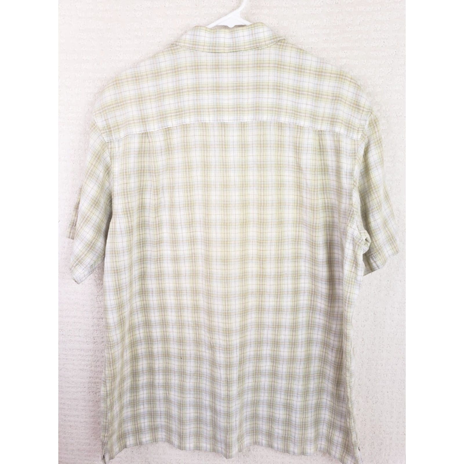 Club Room Club Room Shirt Mens L Green Beige White Short Sleeve Button Front Linen Blend Plaid Pocketed Casual Classic 90s Size US L / EU 52-54 / 3 - 5 Thumbnail