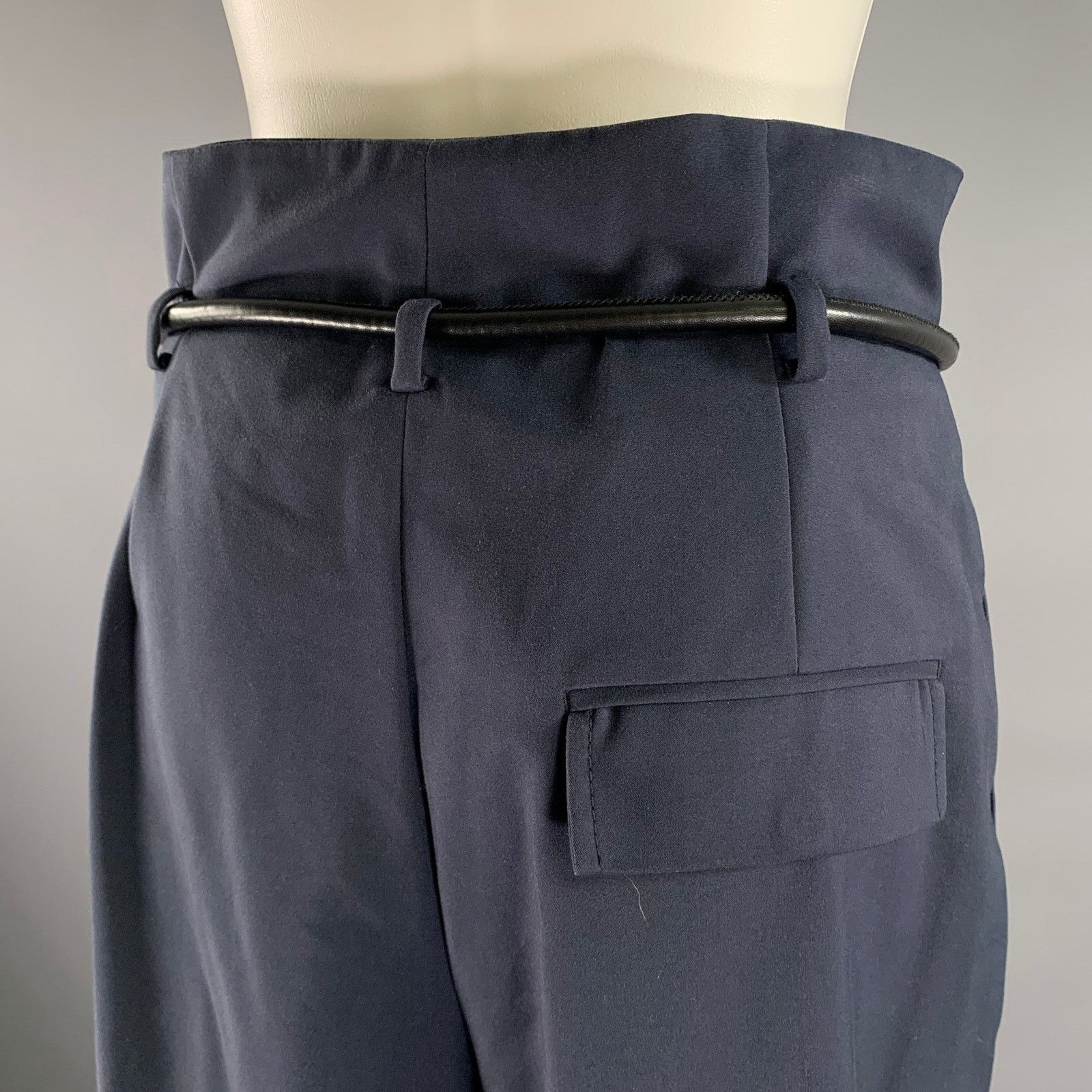 3.1 Phillip Lim PHILLIP LIM Size 6 Navy Black Trouser Belted Pants Size US 31 - 4 Thumbnail