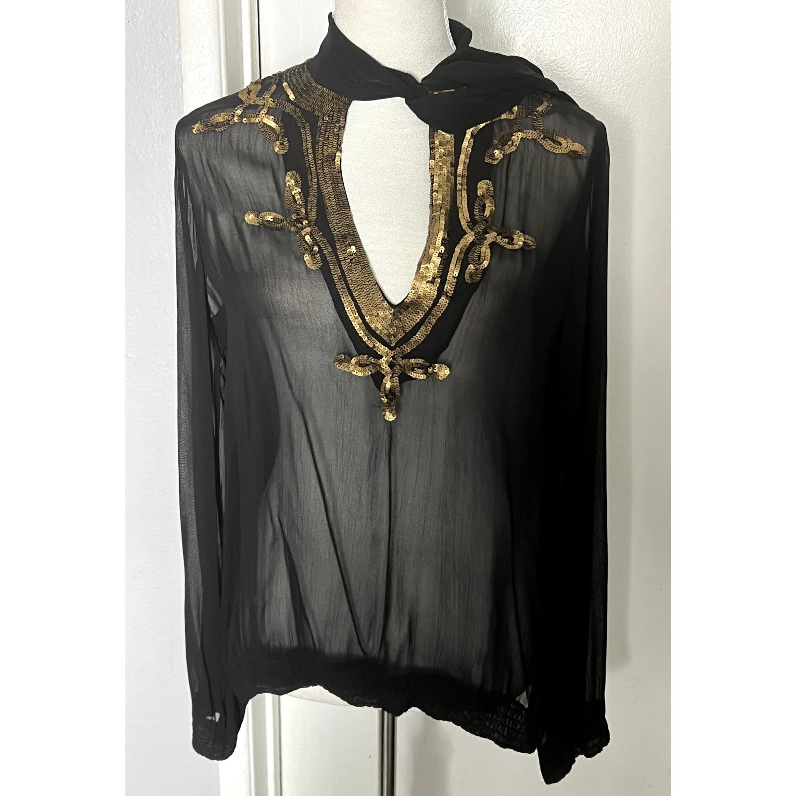 Antik Batik Antik Batik sheer black and gold sequin blouse Sz S Size S / US 4 / IT 40 - 3 Thumbnail