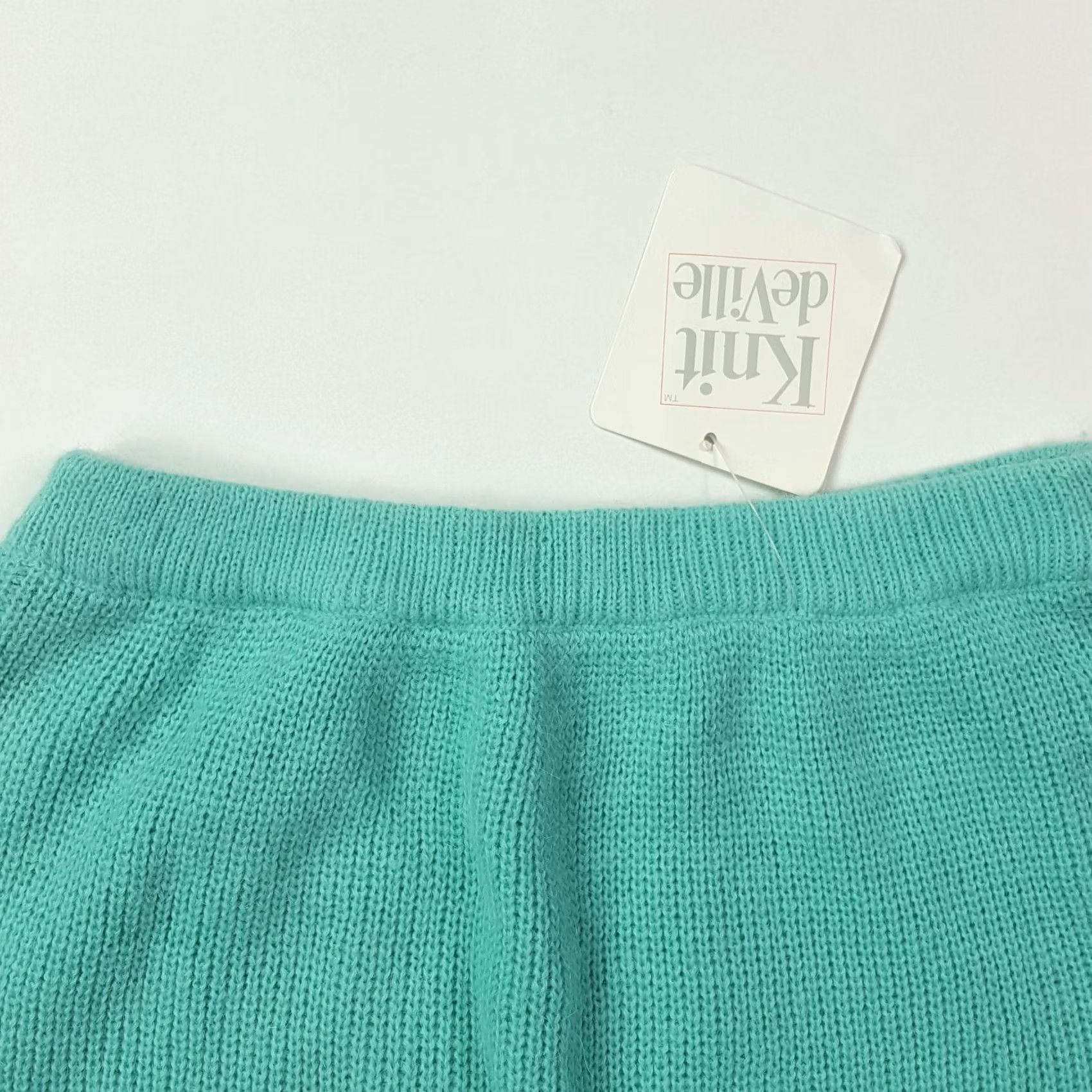 Vintage VINTAGE Knit A-Line Skirt Women's S Blue 80s 90s High Waist Midi Pencil Knit deVille Vintage Retro Size 28" / US 6 / IT 42 - 2 Thumbnail