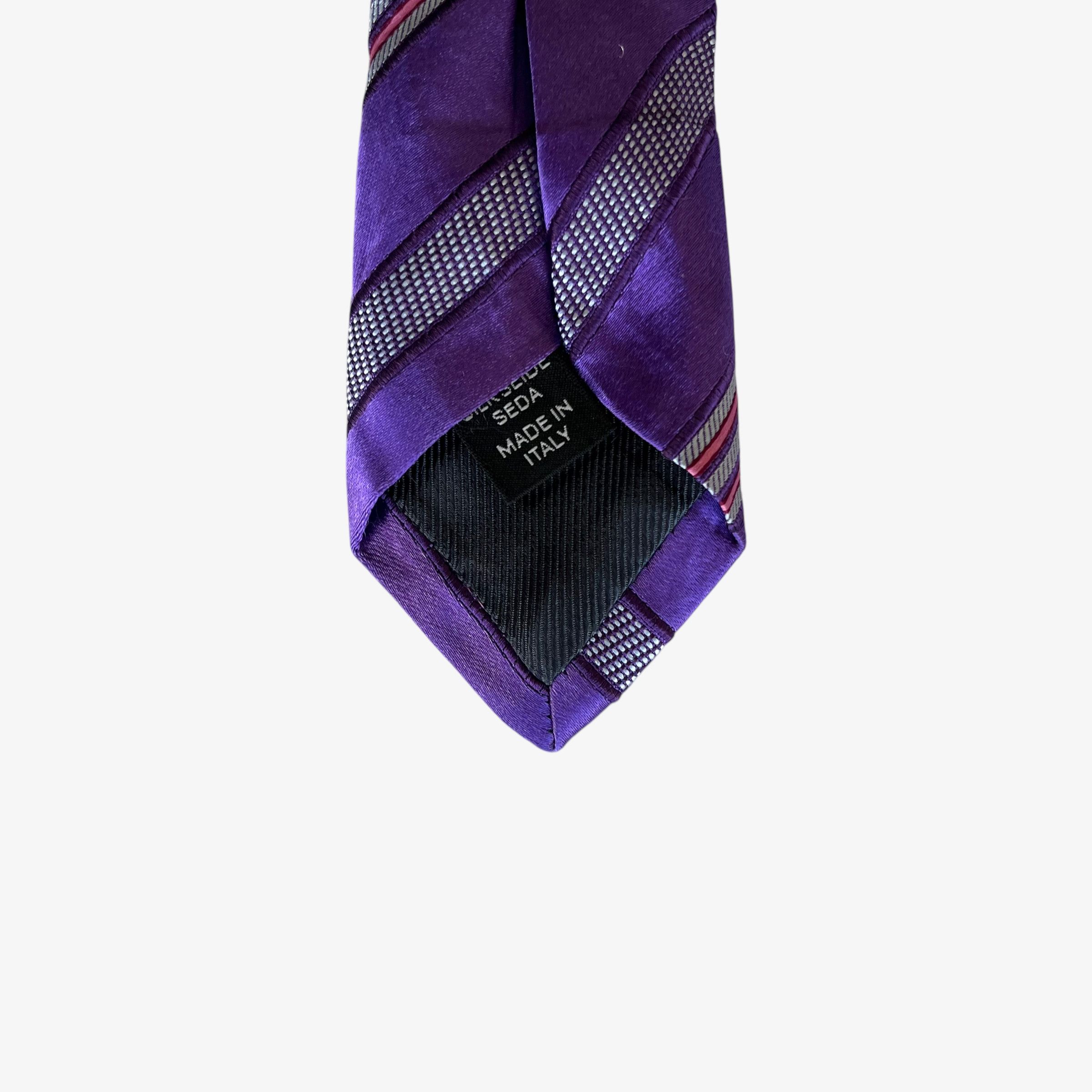 Ermenegildo Zegna Vintage 90s Ermenegildo Zegna Purple Striped Silk Tie Size ONE SIZE - 3 Thumbnail