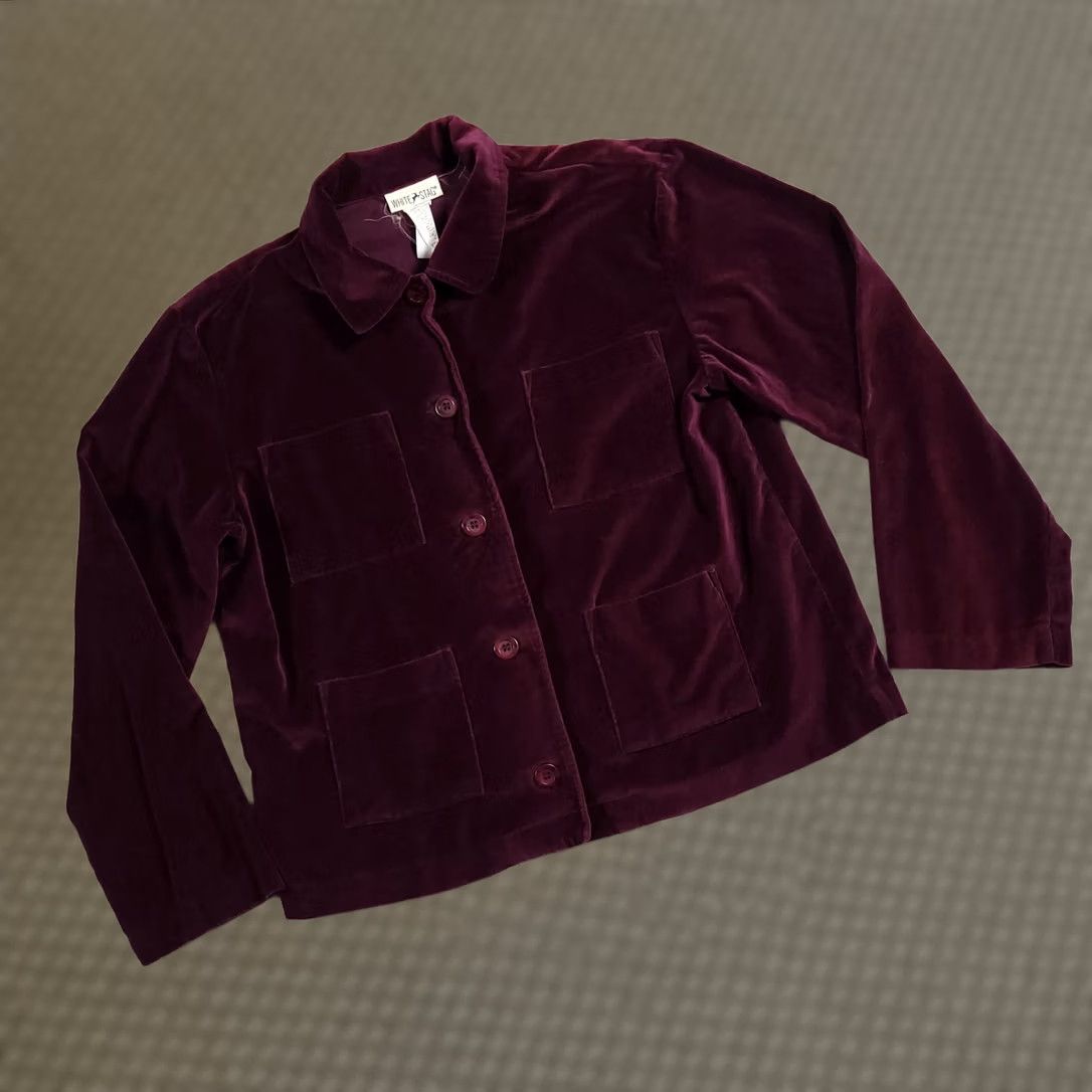 Vintage VINTAGE White Stag Velour Purple Long Sleeve Button Up Jacket Womens Size 10 Size L / US 10 / IT 46 - 1 Thumbnail