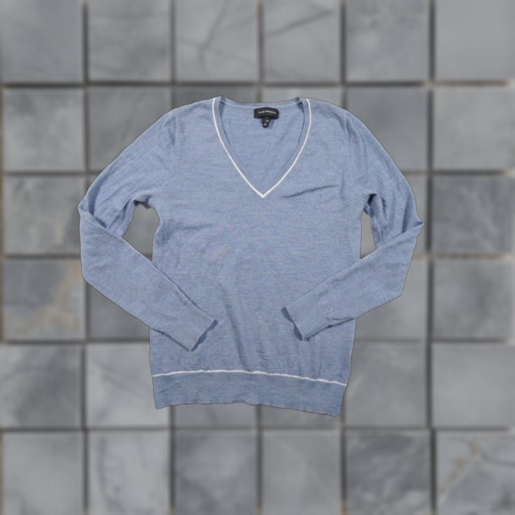 Club Monaco VINTAGE Club Monaco Men's Sweater Pullover Knit Long Sleeve V-Neck Wool Casual & Dressy Small Blue Size US S / EU 44-46 / 1 - 1 Thumbnail