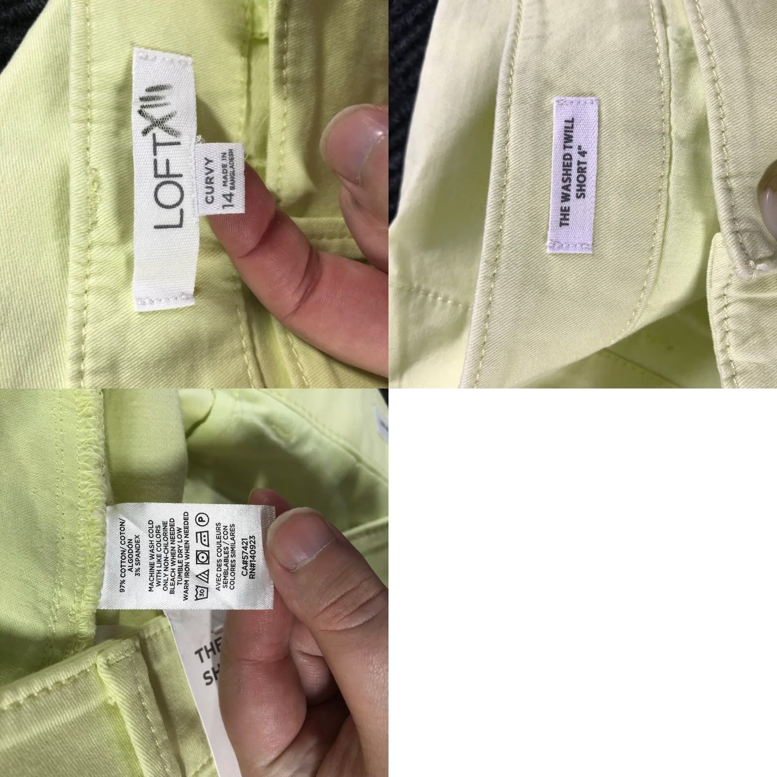 Loft VINTAGE Loft Washed Twill Short 4 Inch Curvy Fit Pale Yellow Womens Size 14 NWT Size 36" / US 14 / IT 50 - 8 Thumbnail