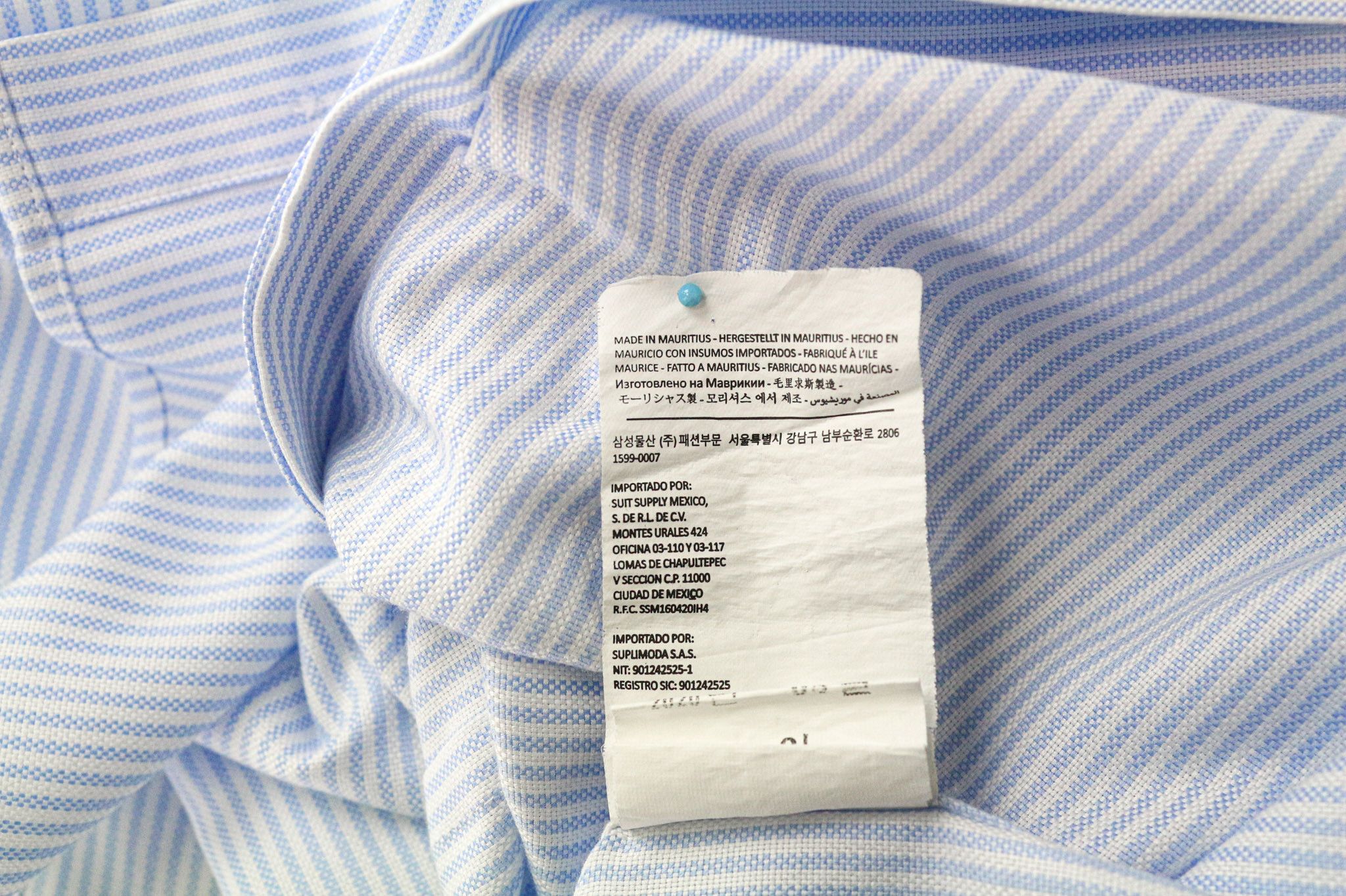 Suitsupply 37/14 1/2 Extra Slim Blue Cotton Striped Cutaway 78786 Size 38R - 7 Thumbnail