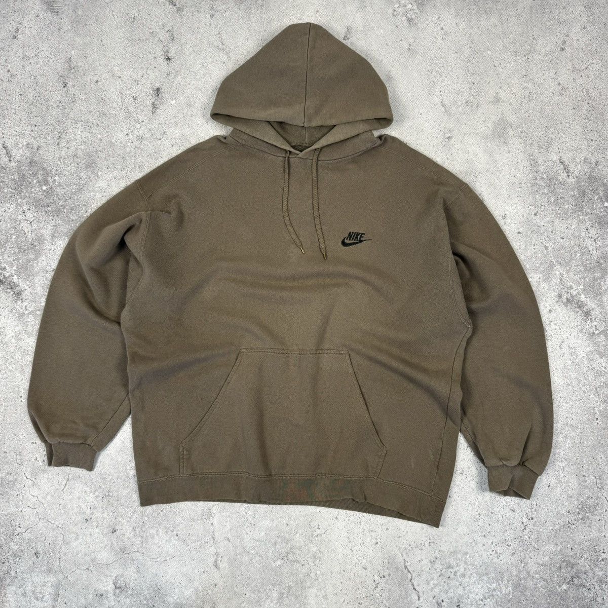 Nike × Vintage Vintage Nike 90s Swoosh Brown Oversized Hoodie Size US XL / EU 56 / 4 - 3 Thumbnail