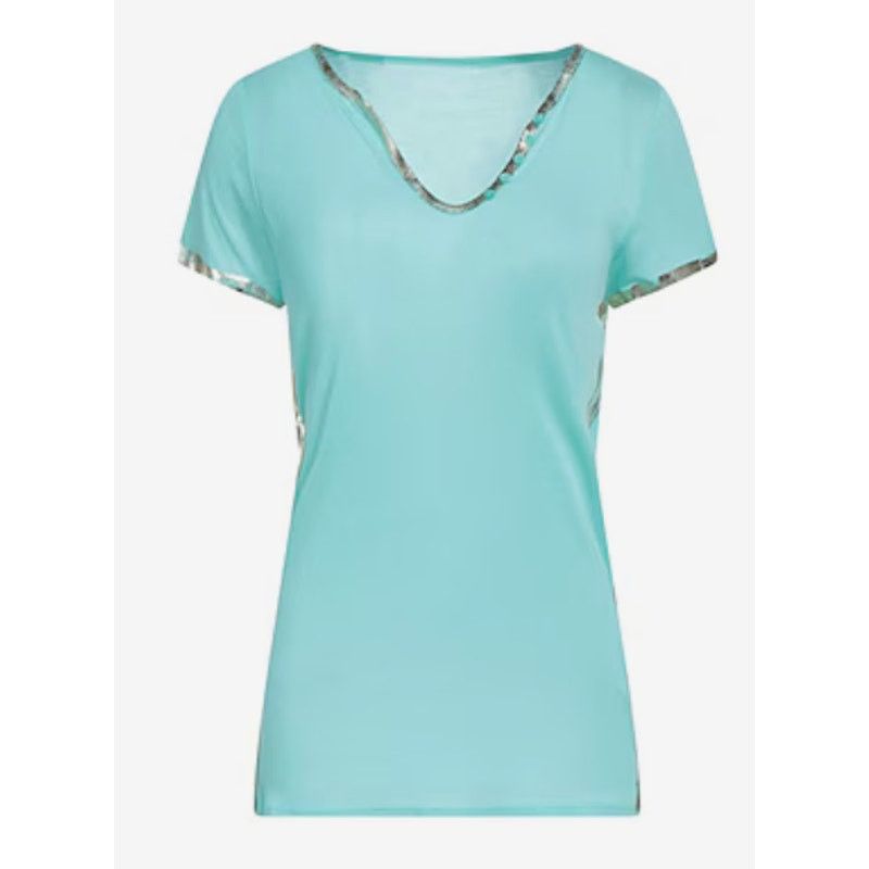 Zadig & Voltaire Zadig & Voltaire Tino Turquoise and Silver Foil Tee M Size M / US 6-8 / IT 42-44 - 1 Thumbnail