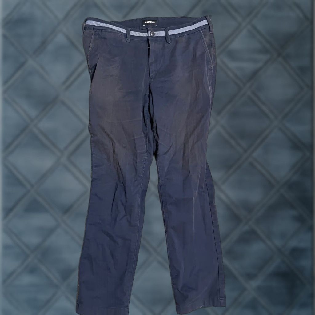Express Express Comfort Skinny Chino Pants Men's 34x30 Navy Blue Flat Front Size US 34 / EU 50 - 1 Thumbnail