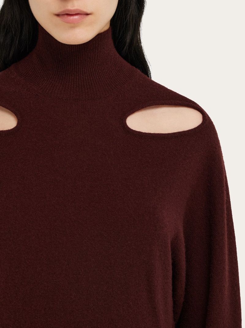 Salvatore Ferragamo o1s1rm0526 Knitted Mockneck Sweater in Brown Size S / US 4 / IT 40 - 4 Thumbnail