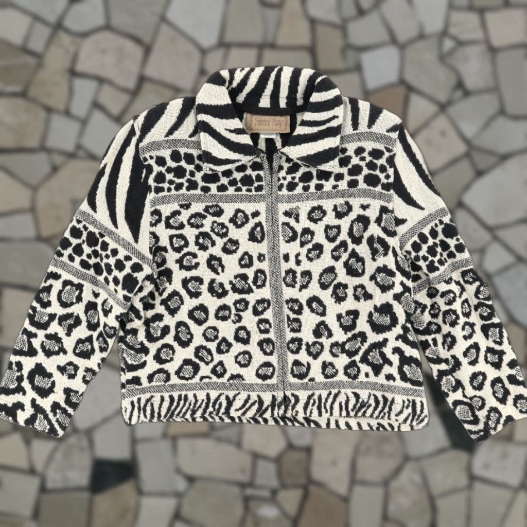 PONY Painted Pony Full Zip Animal Print All Over Print Long Sleeve Sweatshirt Women's M Shirt Size M / US 6-8 / IT 42-44 - 1 Thumbnail
