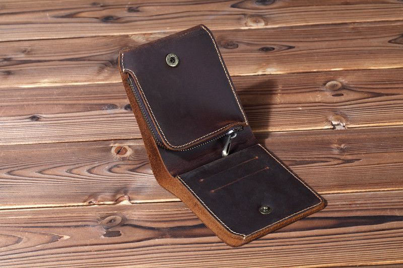 Japanese Brand × Leather × Vintage Men Leather Wallet with Zipper Coin Size ONE SIZE - 2 Thumbnail
