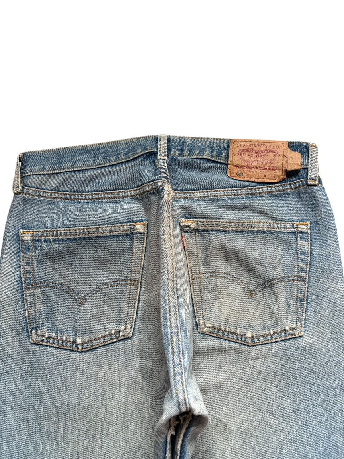 Levi's Vintage 90s Levis 501 Mud Wash Distress Ripped Loose Jeans Size US 34 / EU 50 - 8 Thumbnail