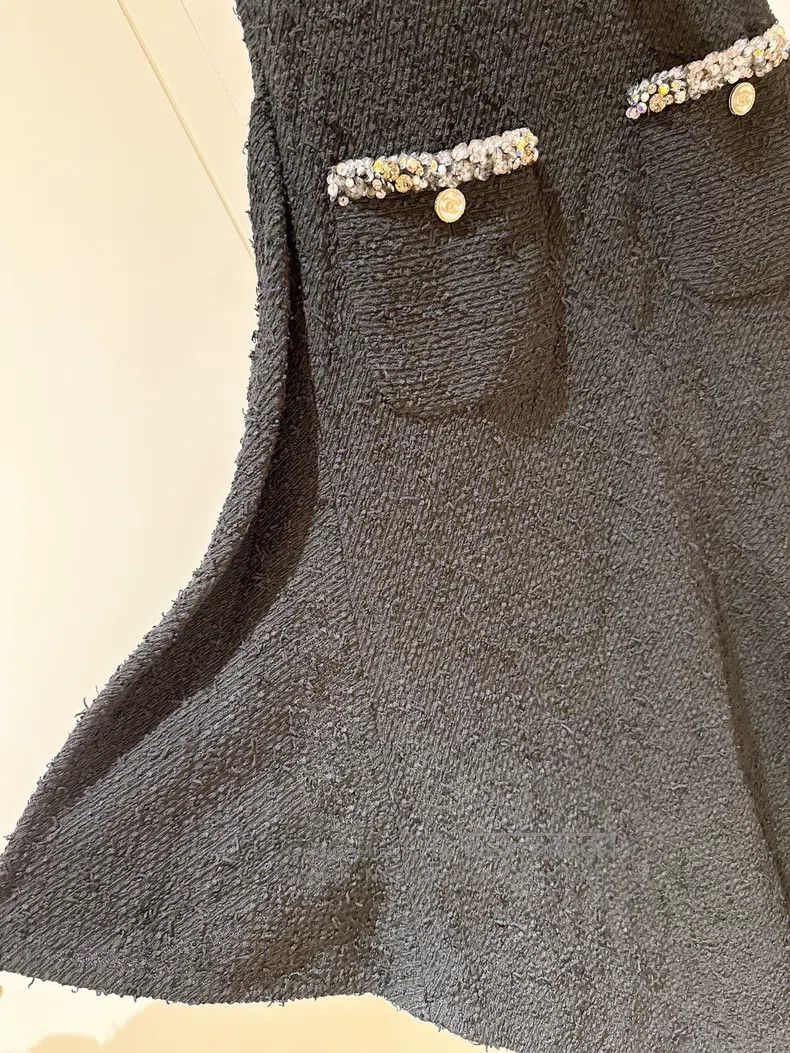 Chanel Chanel 21S spring and summer sequin pocket black tweed ski Size 42" / US 20 - 4 Thumbnail