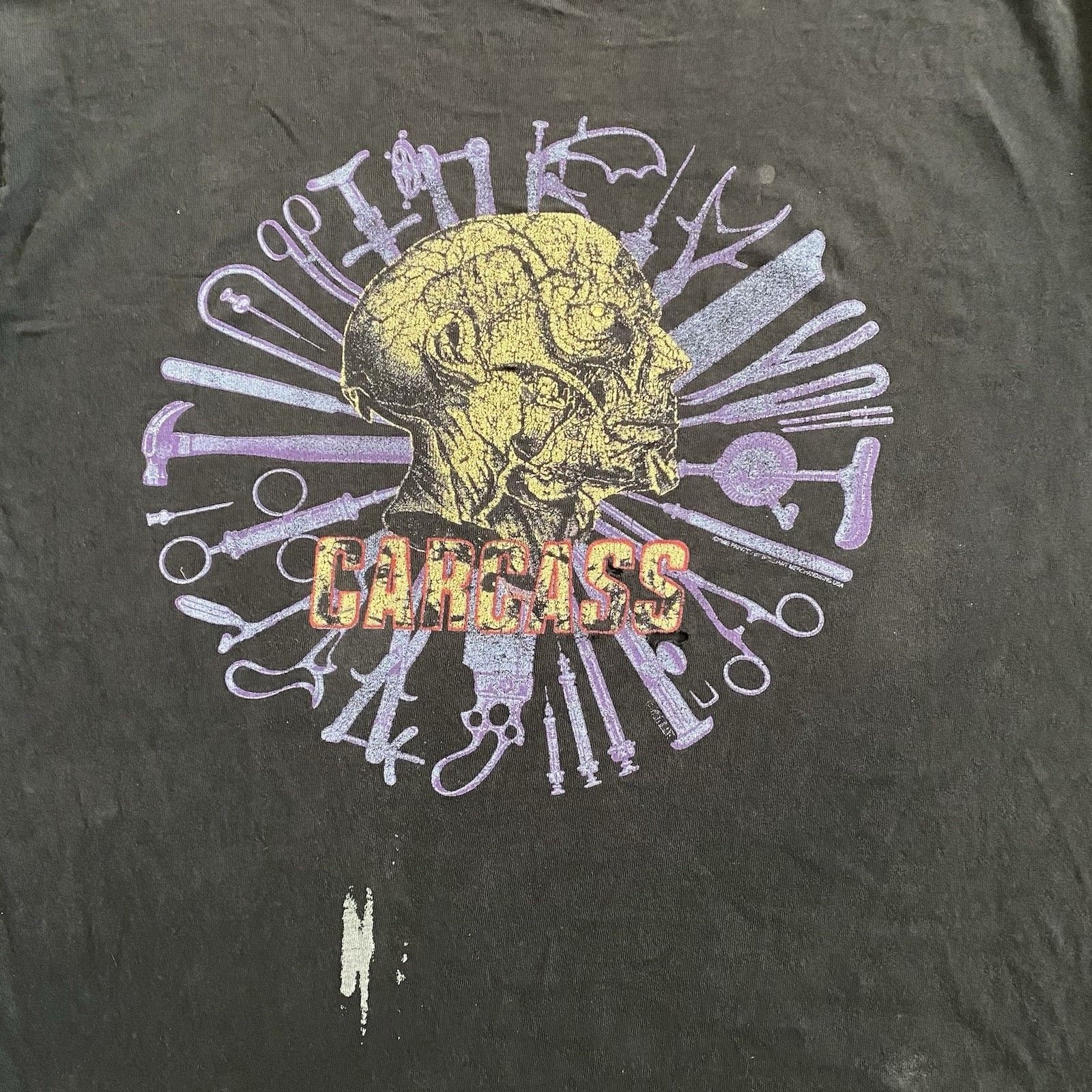Fruit Of The Loom Vintage 90s Carcass Necroticism Death Metal Band T-Shirt XL Size US XL / EU 56 / 4 - 3 Thumbnail