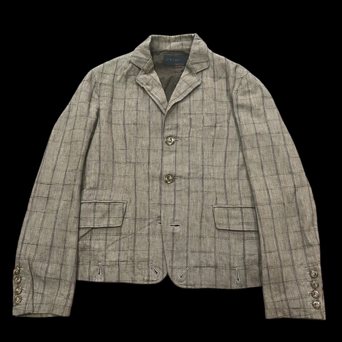 Japanese Brand Brown checked cotton blazer Size US M / EU 48-50 / 2 - 4 Thumbnail