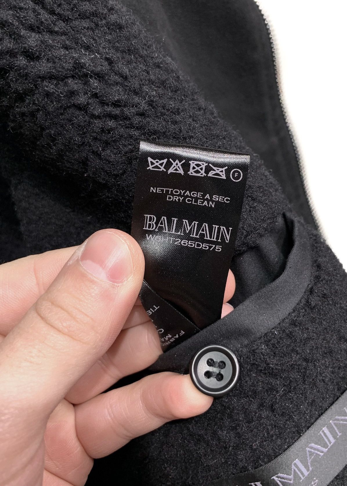 Balmain Balmain Black Waxed Cotton and Wool Lined Biker Jacket Size US M / EU 48-50 / 2 - 10 Thumbnail