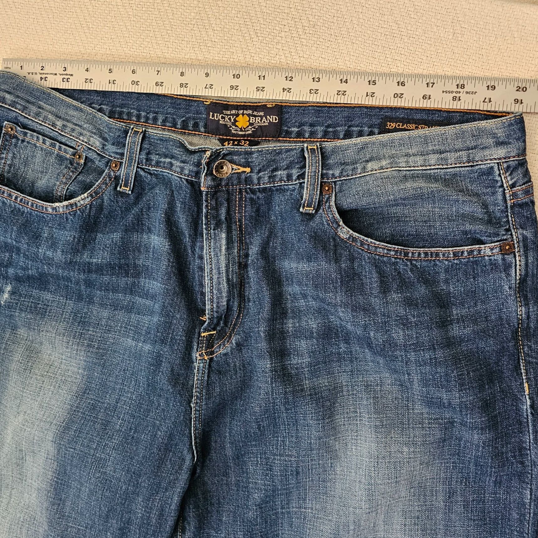 Lucky Brand Lucky Brand Jeans Men's 42x32 Straight Fit Blue Denim Casual Fashion Size US 42 / EU 58 - 5 Thumbnail