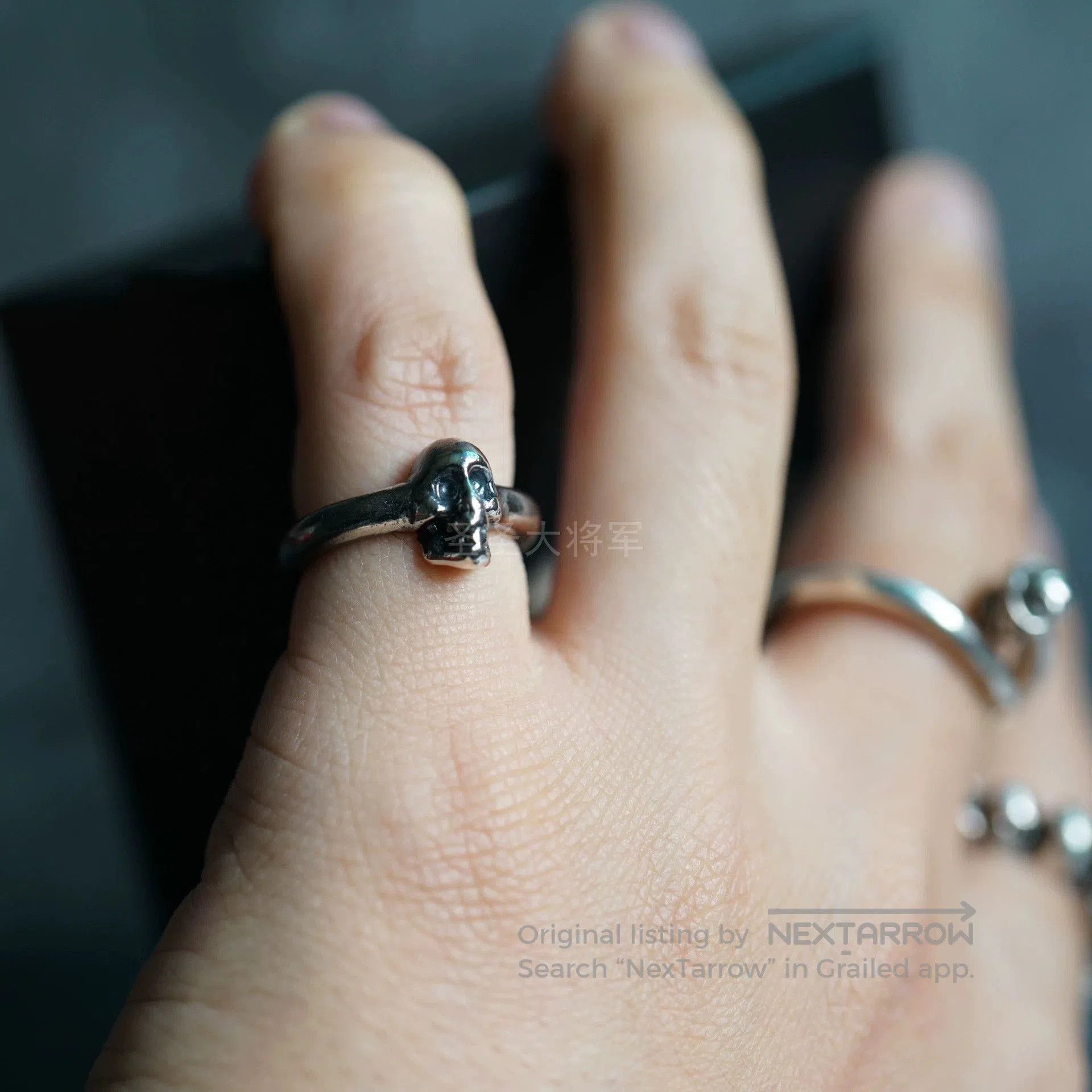 Chin Teo Silver Skull Ring. Size ONE SIZE - 5 Thumbnail