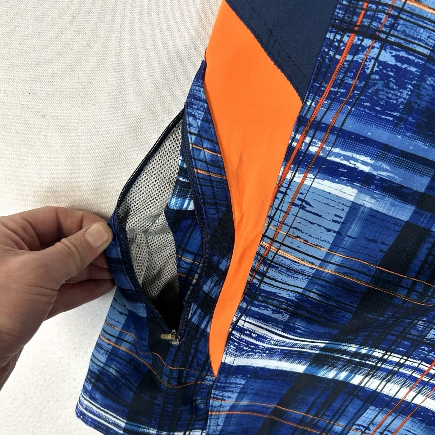 ZeroXposur Zero Xposur Mens XL Blue Trunks Beach Quick Dry Drawstring Plaid Geometric Size ONE SIZE - 3 Thumbnail