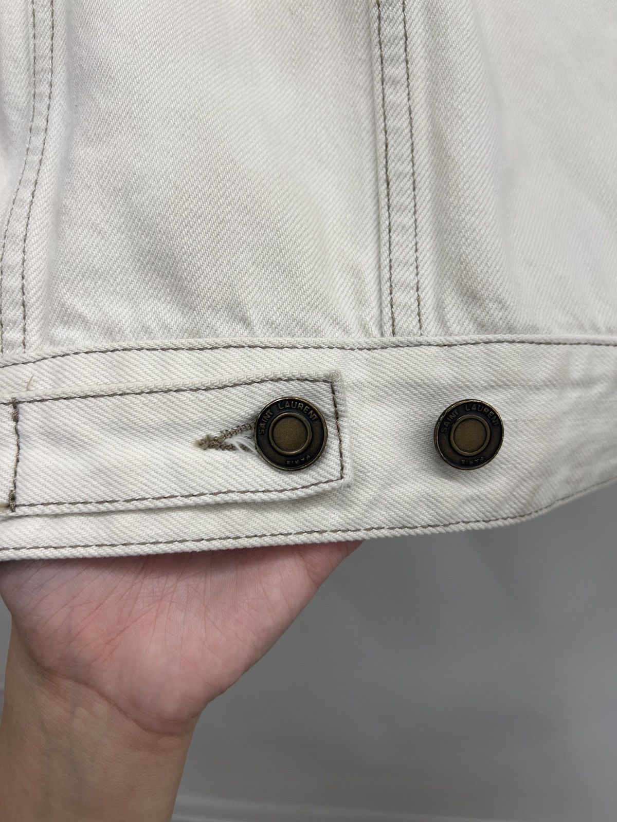 Saint Laurent Paris Saint Laurent Paris Beige Denim Jacket Size M / US 6-8 / IT 42-44 - 4 Thumbnail