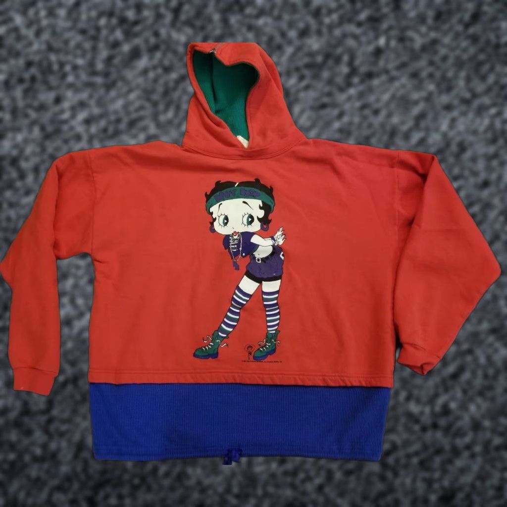 Vintage VINTAGE L 1993 Urban Punk Goth Betty Boop Zippered Hood Sweatshirt Size L / US 10 / IT 46 - 1 Thumbnail
