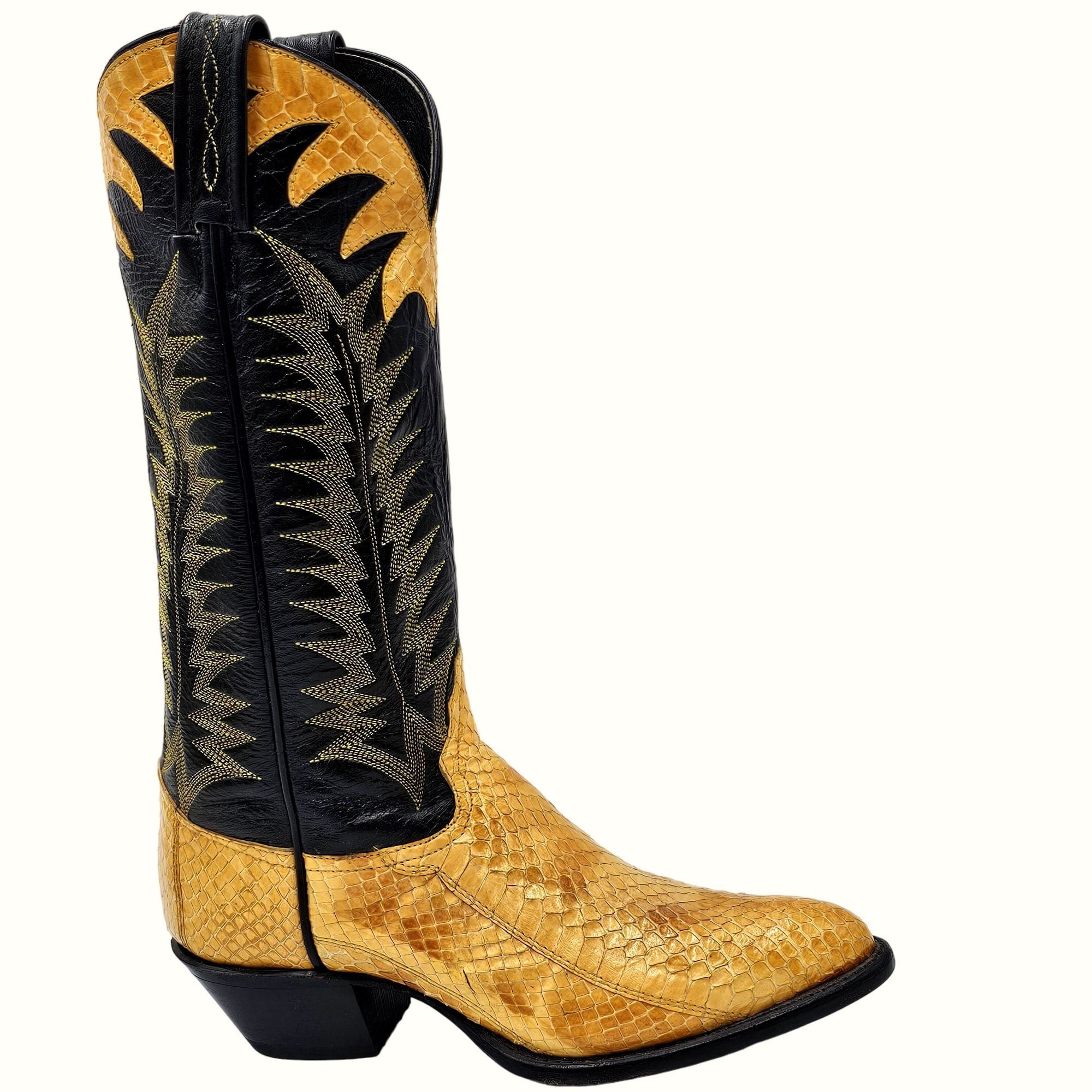 Tony Lama Vintage Tony Lama Exotic Yellow Black Python Snake Cowgirl 5 Size US 5 / IT 35 - 2 Thumbnail