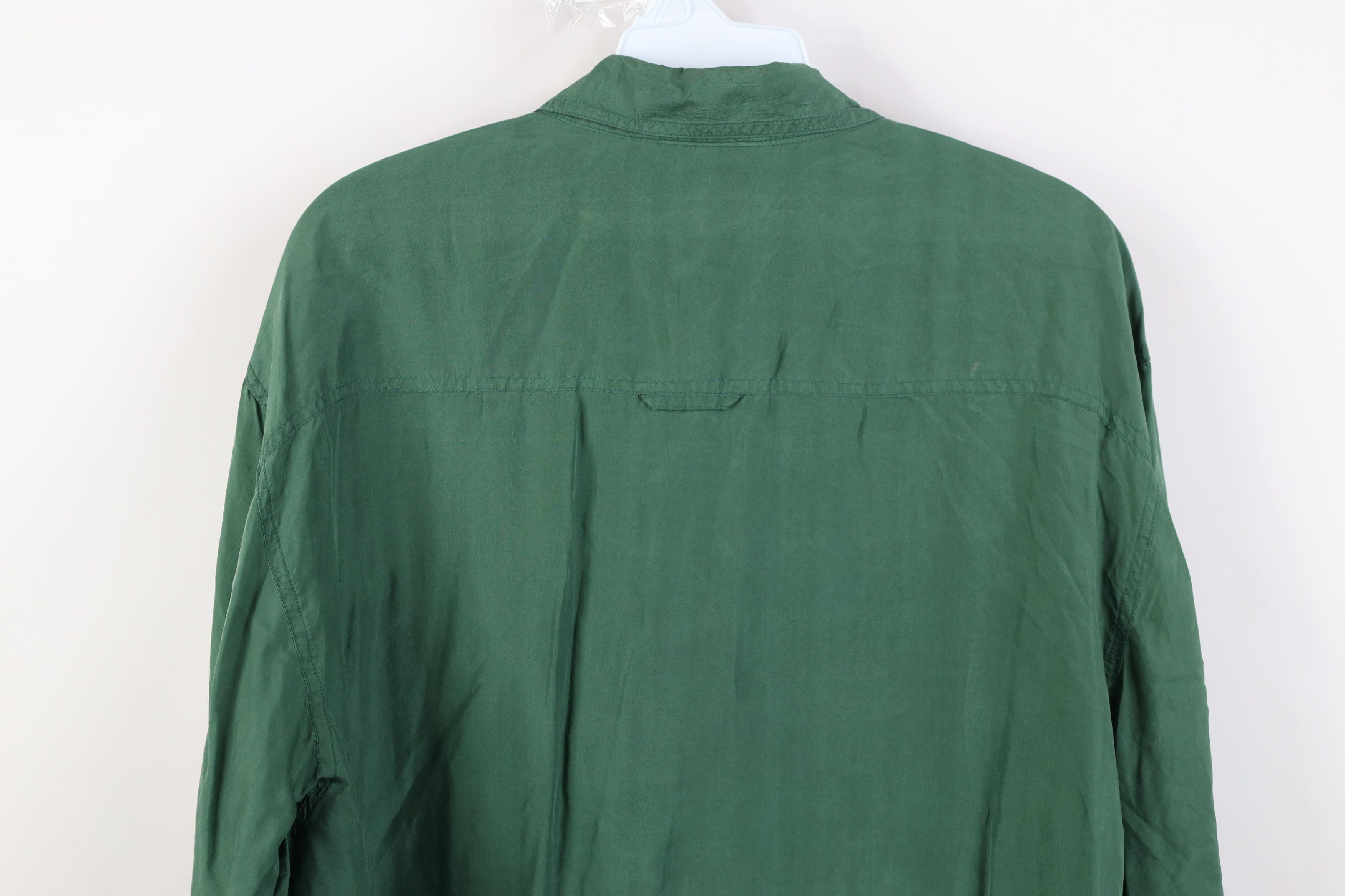 Vintage Vintage 90s Streetwear Lightweight Silk Button Shirt Green Size L / US 10 / IT 46 - 9 Thumbnail