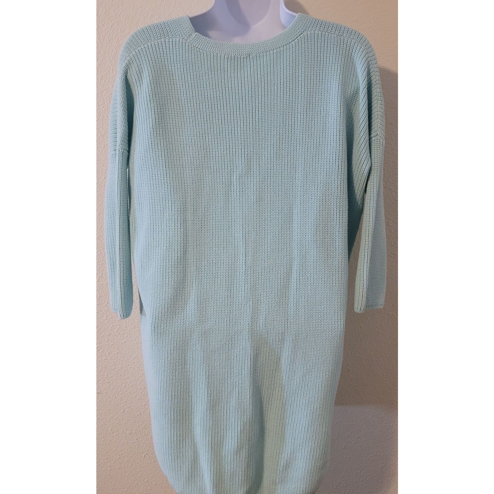 Express Express Teal V-Neck Knit Women's Sweater S 3/4 Drop Sleeves Size S / US 4 / IT 40 - 2 Thumbnail