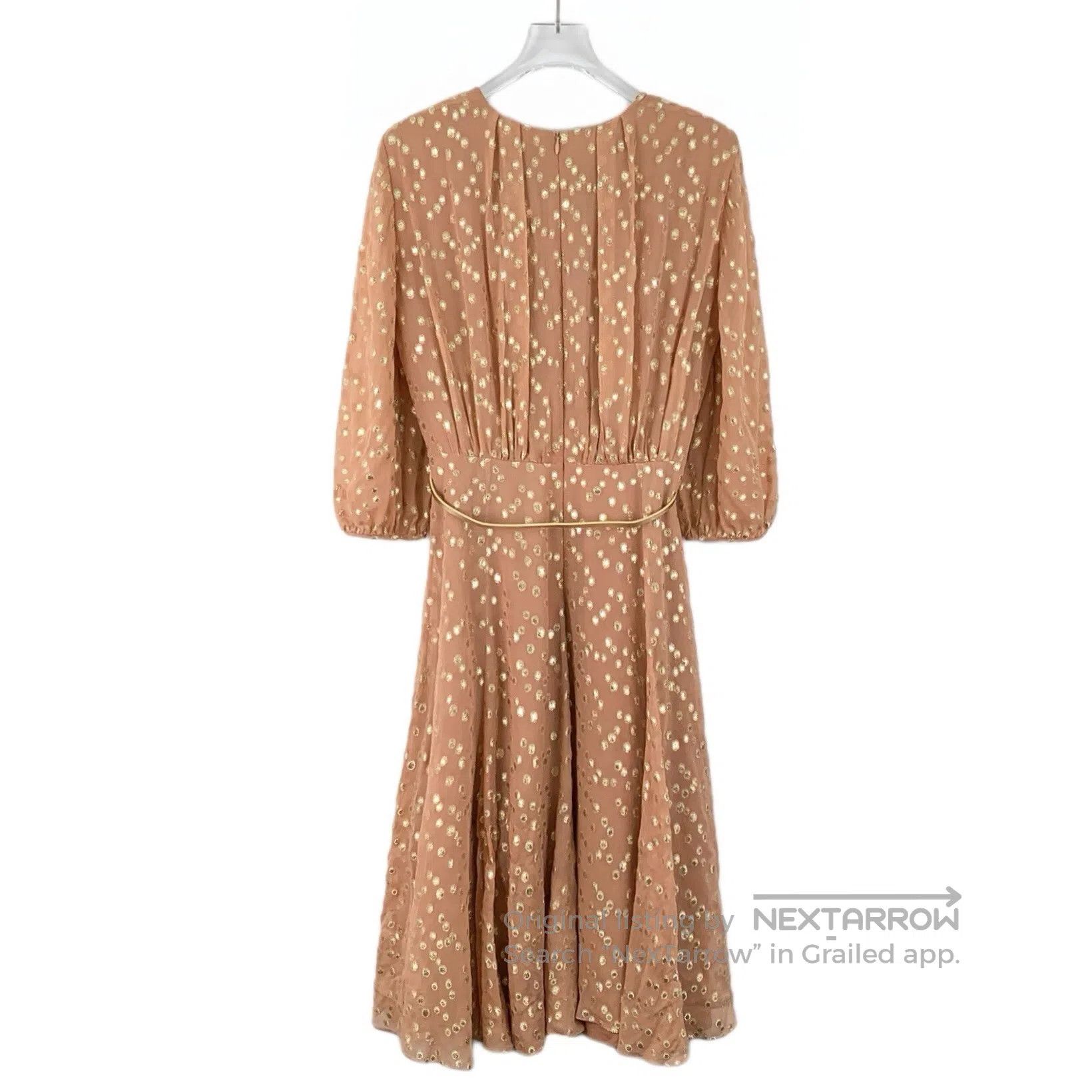 Max Mara Max Mara Orange Polka Dot Pleated Silk Crew Neck Long Slee Size XS / US 0-2 / IT 36-38 - 2 Thumbnail