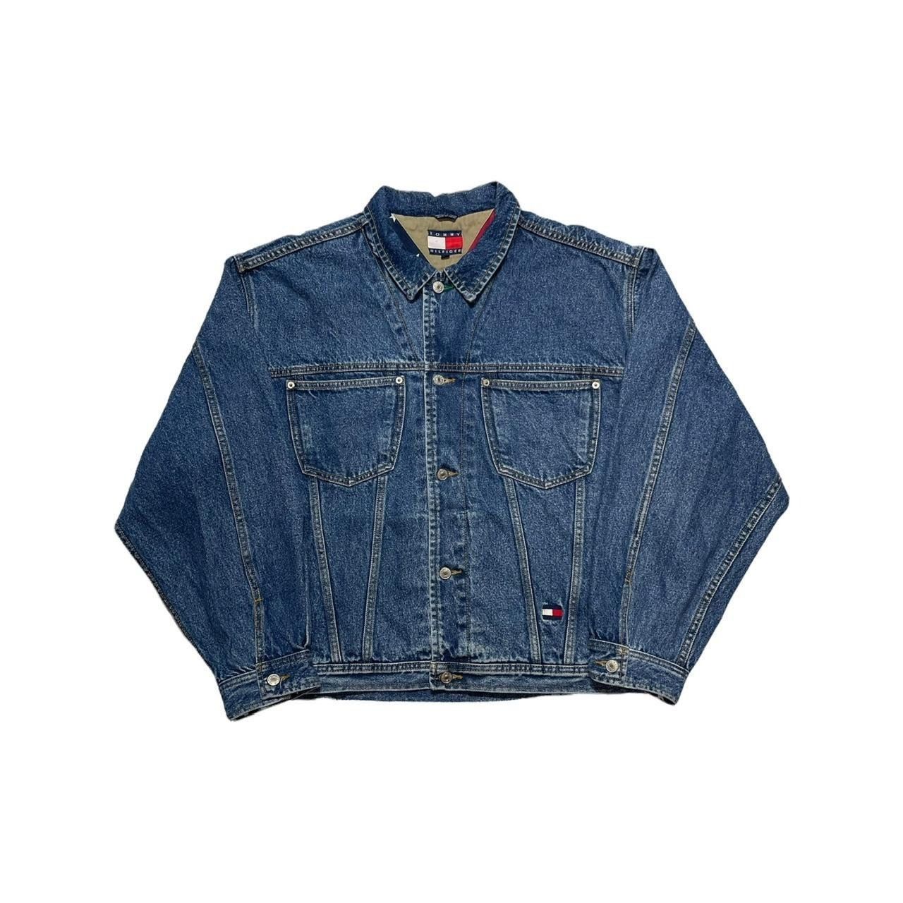 Tommy Hilfiger × Vintage Vintage Tommy Hilfiger Big Flag Denim Jacket Size US XL / EU 56 / 4 - 2 Thumbnail