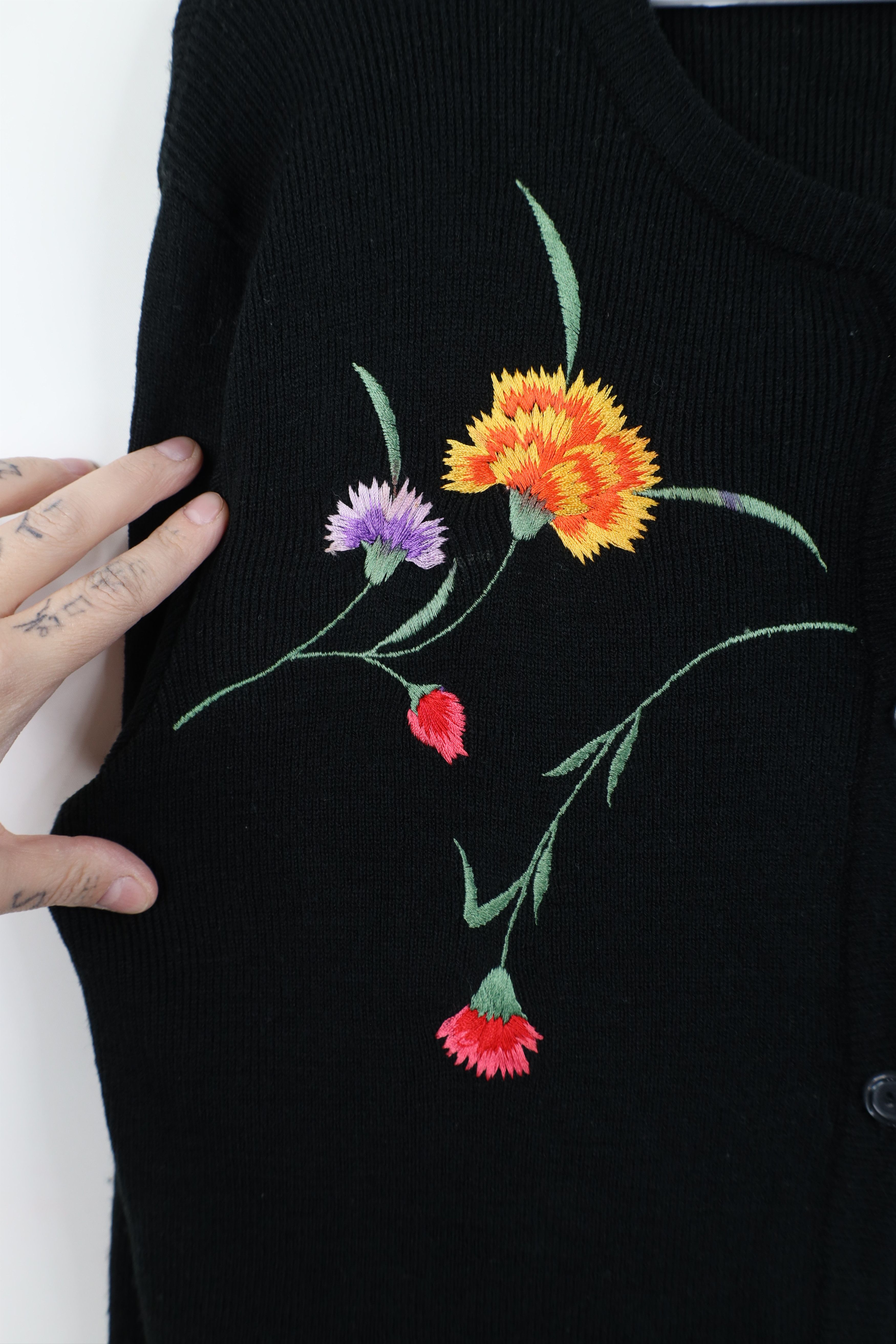 Vintage Vintage 70s Streetwear Flower Knit Cardigan Sweater Size S / US 4 / IT 40 - 6 Thumbnail