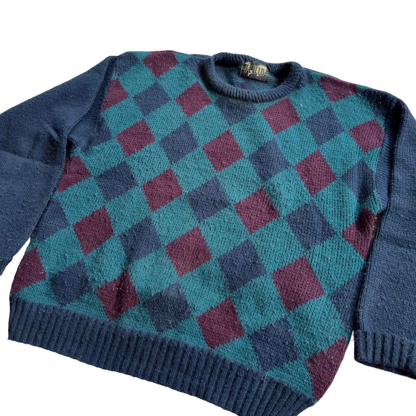 Vintage 🧥 90's Vintage Fluid Argyle Sweater 🧥 Size US L / EU 52-54 / 3 - 2 Thumbnail