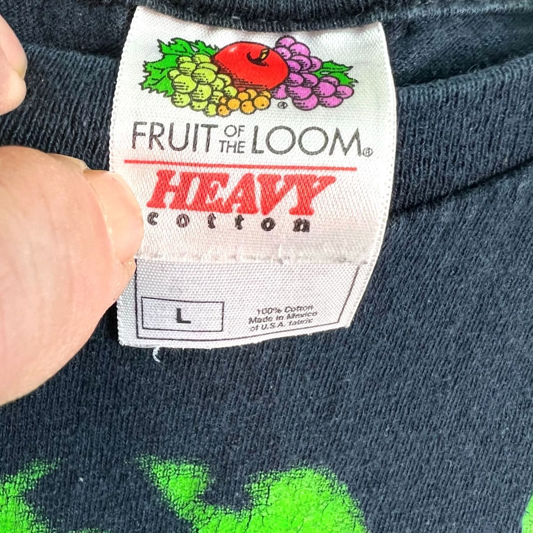 Fruit Of The Loom Fruit of the Loom Graphic Tee Mens Black Size L Short Sleeve Crew Neck Vintage Octopus Lime Green Size US L / EU 52-54 / 3 - 3 Thumbnail