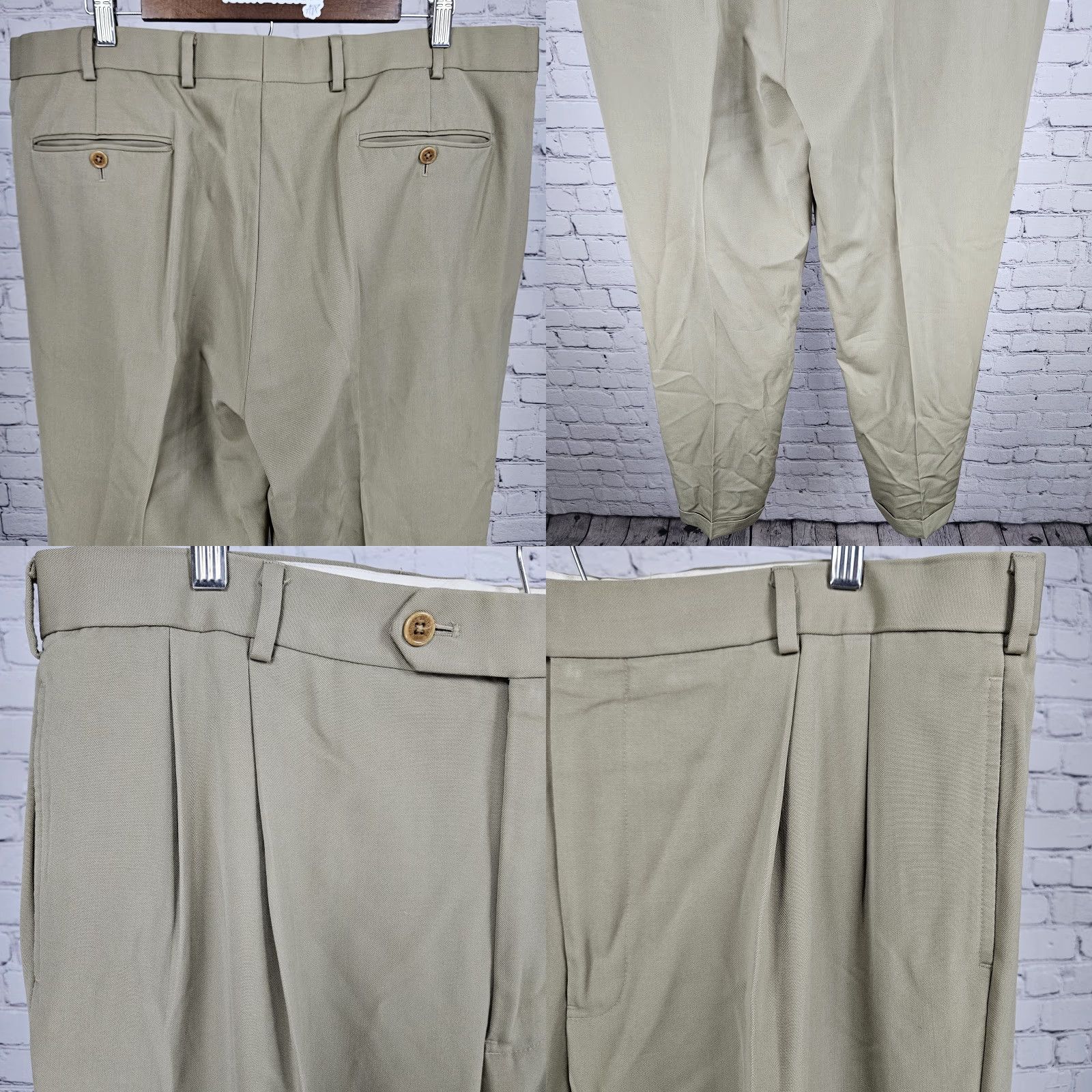 Brooks Brothers VINTAGE Brooks Brothers Dress Pants Tan 100% Wool Madison 1818 Pleated Cuffed Straight Leg 40 Men Size US 40 / EU 56 - 8 Thumbnail