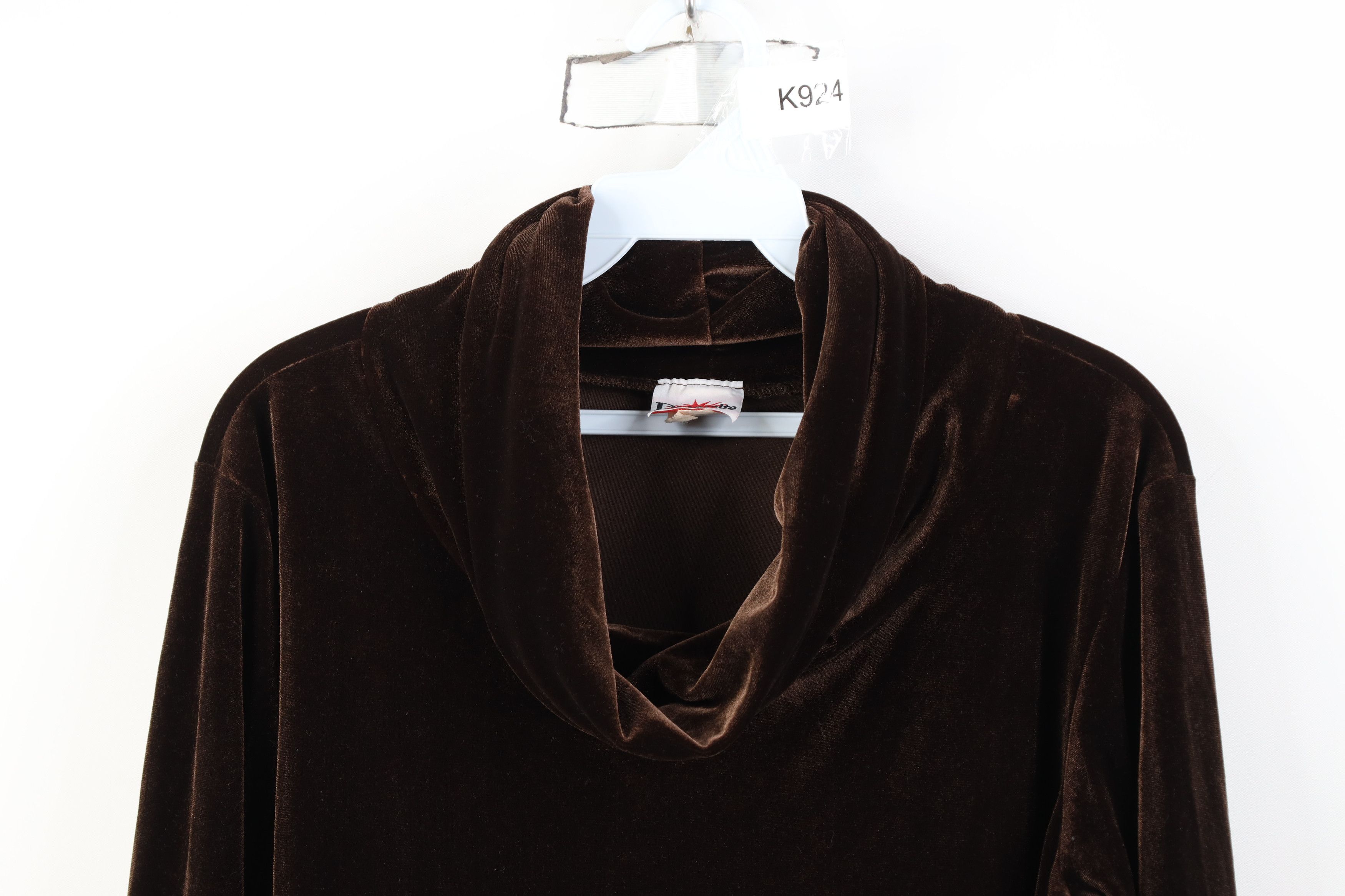Vintage Vintage 90s Y2K Babydoll Funnel Neck Sweater Brown USA Size XL / US 12-14 / IT 48-50 - 2 Thumbnail