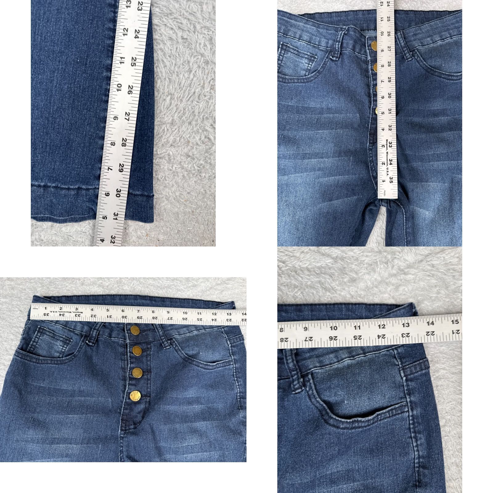 Vintage Jeans Womens 27 Blue Denim Flared Button Flu Mid Rise Cotton Blend 27x31 Size 27" / US 4 / IT 40 - 8 Thumbnail