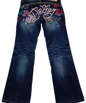Ed Hardy Red Pepper Jeans MudWash Flare Embroided Flower Size US 30 / EU 46 - 14 Thumbnail