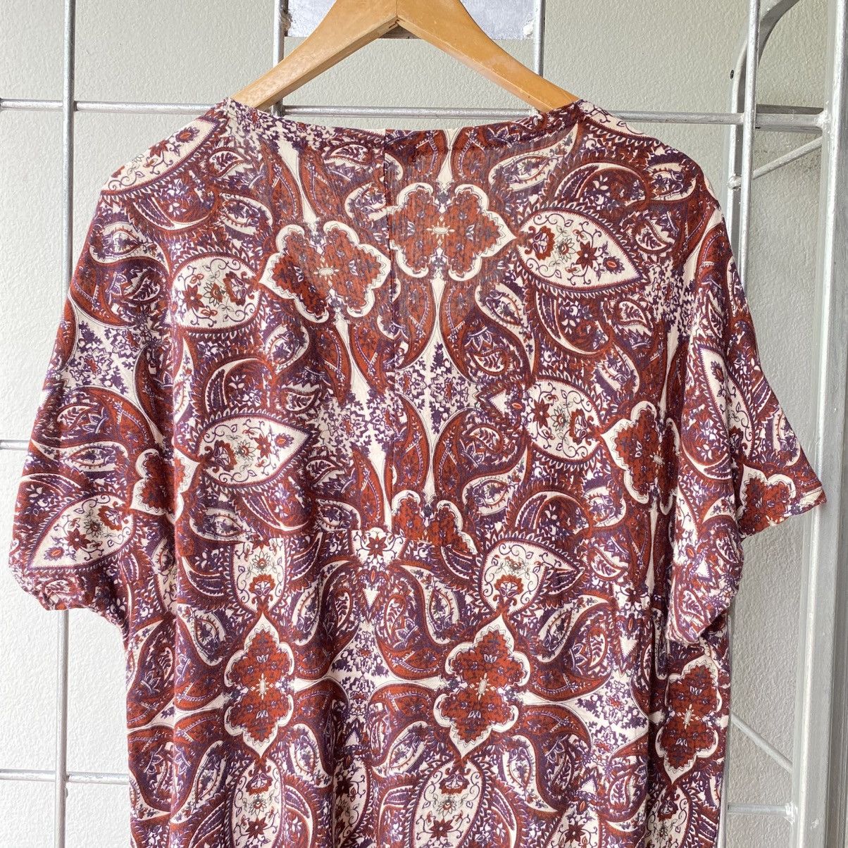 Issey Miyake Plantation Burgundy Paisley Floral Blouse Size M / US 6-8 / IT 42-44 - 16 Thumbnail