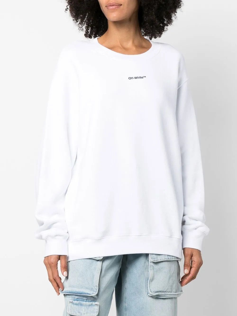 Off-White o1gr1nt0125 Flower Arrow Crewneck Sweatshirt in White Size XXS / US 00 / IT 34 - 2 Thumbnail