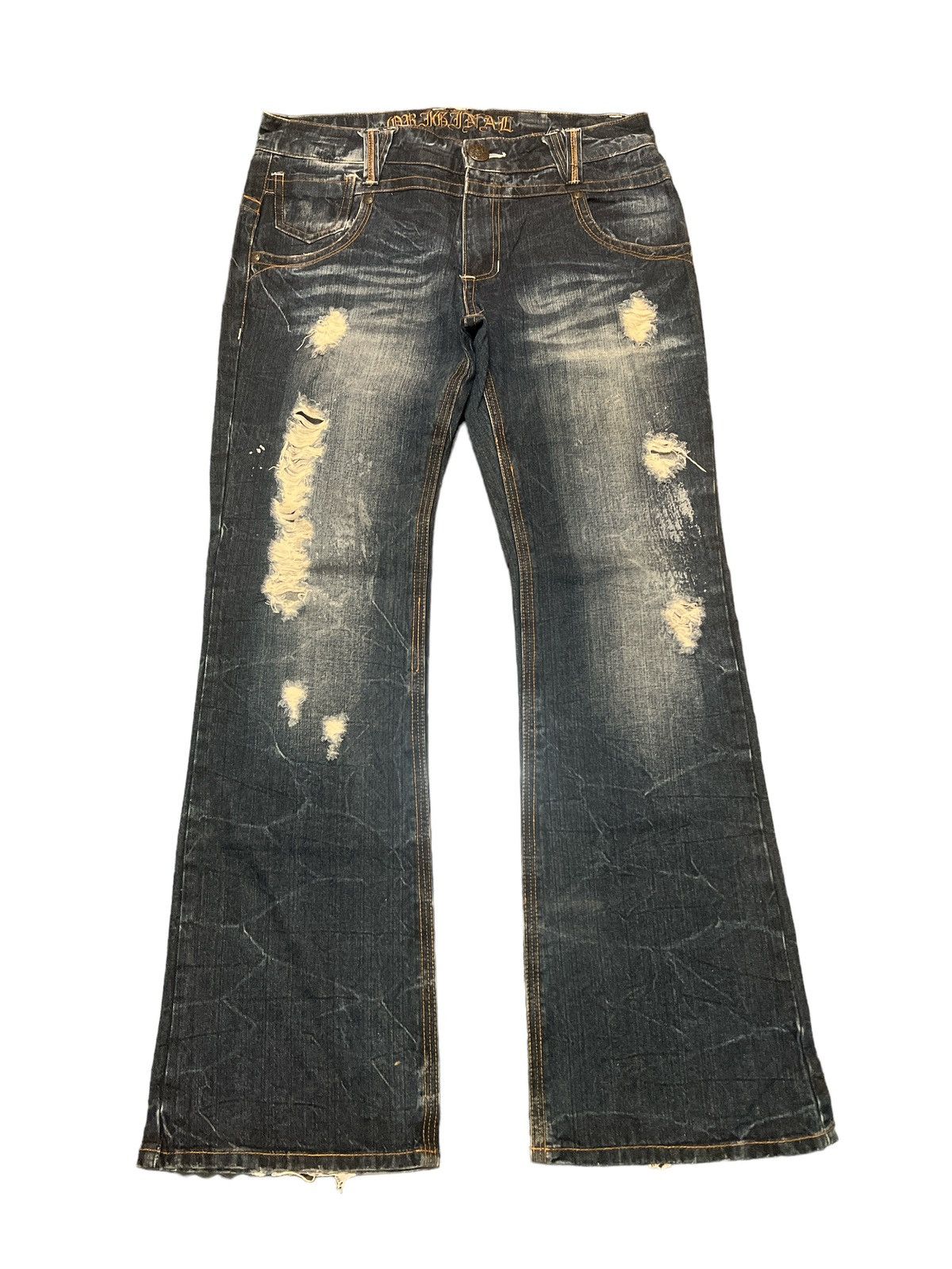 Other FLARED‼️ORIGINAL JEANS RIPPED DISTRESSED DENIM PANT Size US 32 / EU 48 - 1 Thumbnail