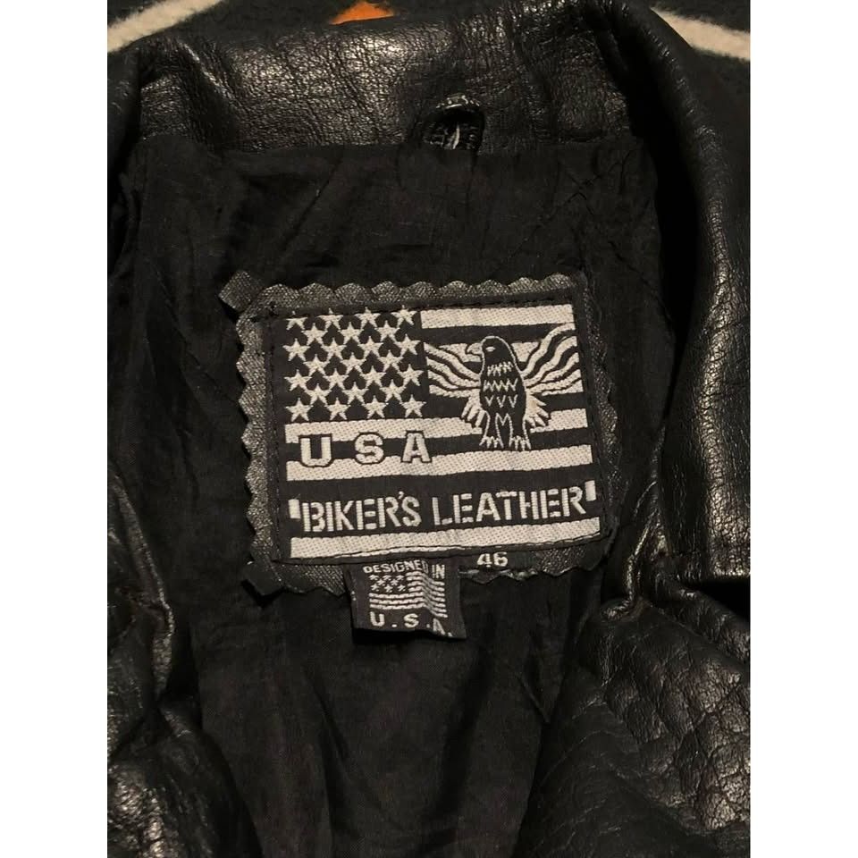 Vintage VTG Leather Jacket Size 46 Men Thick & Resistant Rebel Style Size US L / EU 52-54 / 3 - 4 Thumbnail