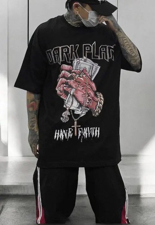 VIBE Dark Plan Graphic Black T Shirt Size US L / EU 52-54 / 3 - 1 Thumbnail