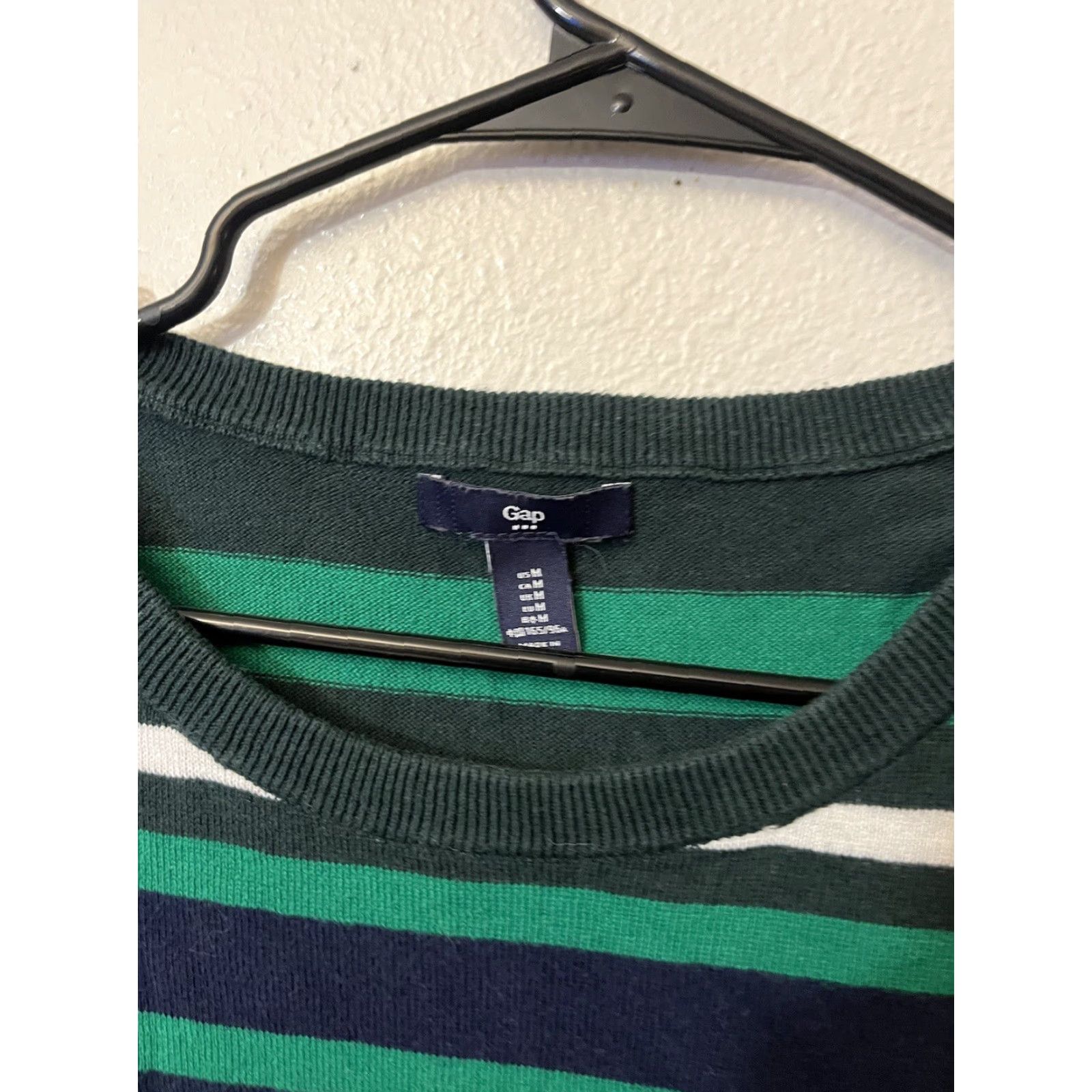 Gap VINTAGE Gap Sweater Shirt Women Round Neck Long Sleeve Size M Green Striped Basic Oversized Mens Womens Size M / US 6-8 / IT 42-44 - 2 Thumbnail