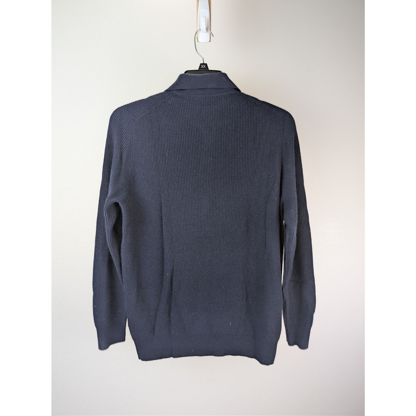 Brunello Cucinelli o1rshd1 CC20 Men's Ribbed Cashmere Zip Polo Sweater in Navy Size US M / EU 48-50 / 2 - 9 Thumbnail