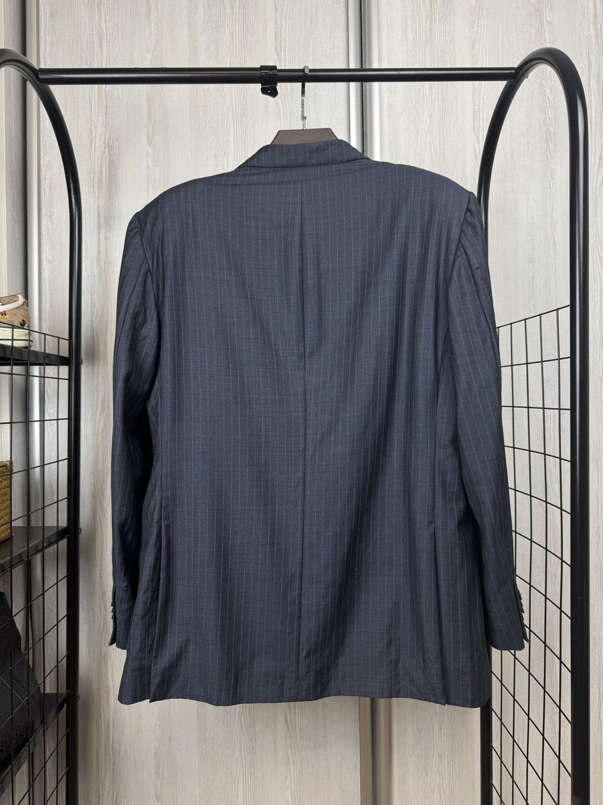 Boggi Boggi Milano vintage wool navy blue striped 3 button suit Size 46R - 8 Thumbnail