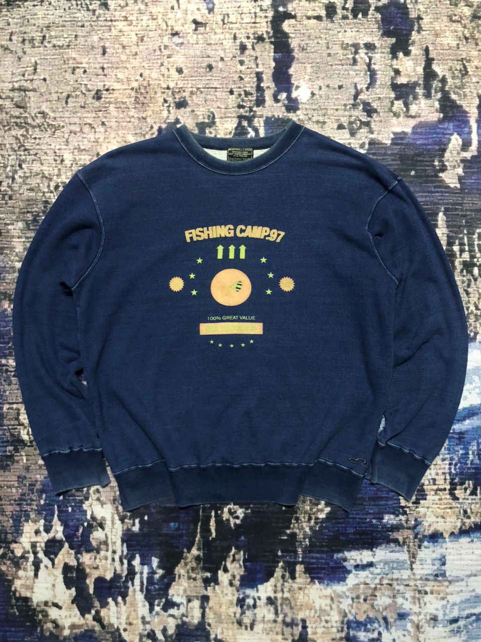 Japanese Brand Vintage 90s Milwork Fishing Camp'97' Indigo Sweatshirt Size US L / EU 52-54 / 3 - 1 Thumbnail